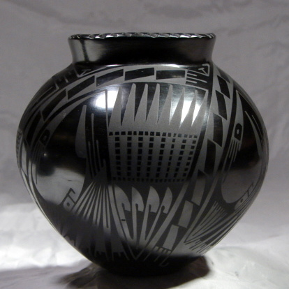 SOLD! ........OSCAR QUEZADA BLACK ON BLACK OLLA